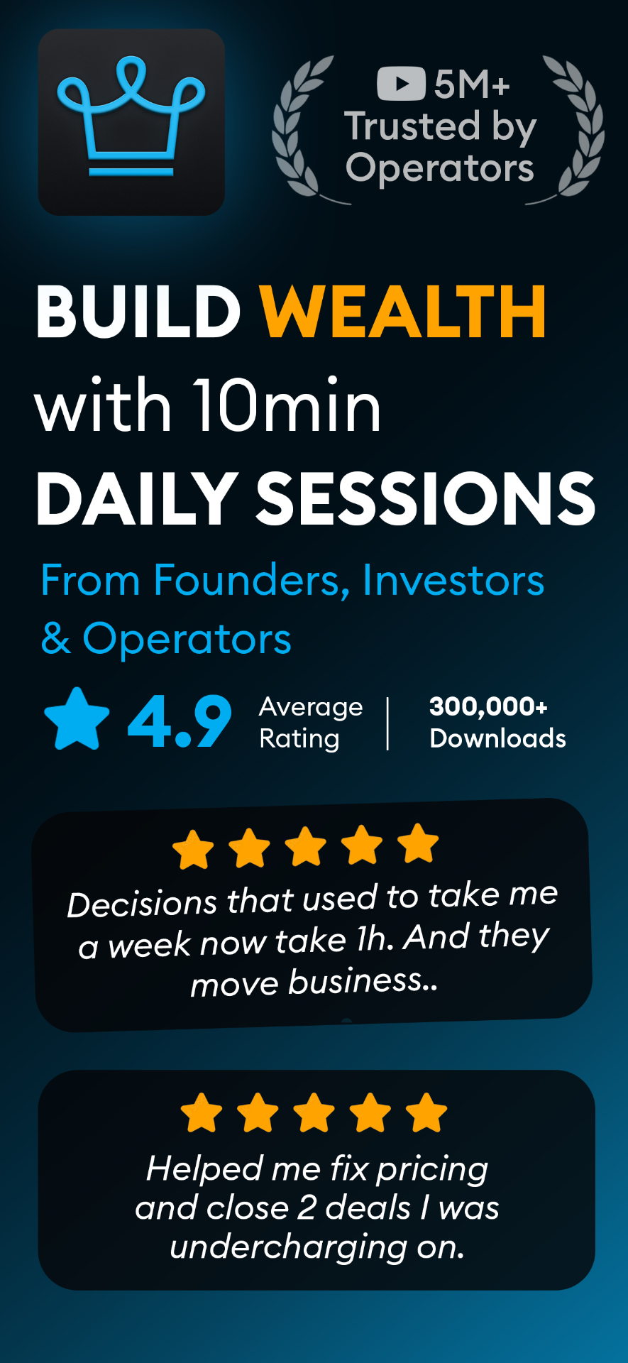 Alux app: Build wealth with 10-minute daily sessions, 4.9 average rating, 300,000+ downloads